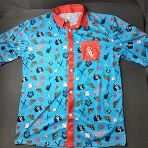 Chicago White Sox Shirt Mens XL Blue SGA Hawaiian Pizza Baseball MLB Floral Logo